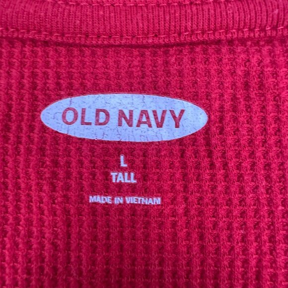 Old Navy Womens Waffle Knit Red Long Sleeve Top Large Tall Made In Vietnam - Picture 3 of 4